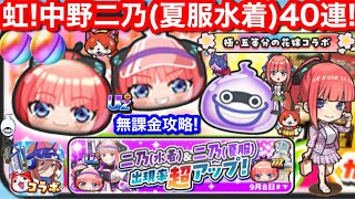 虹!無課金 中野二乃 水着 夏服 40連 ガシャ 二乃 五等分の花嫁 ぷにぷに コラボ 3弾 少年マガジン 講談社 ニャントス 五月 一花 お助け イベント CV 竹達彩奈【妖怪ウォッチぷにぷに】にの
